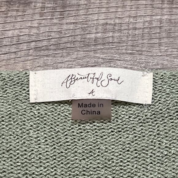 Arula Altard State 1X Star Print V Neck Knit Sweater Preppy Boho Green Casual - Picture 3 of 6